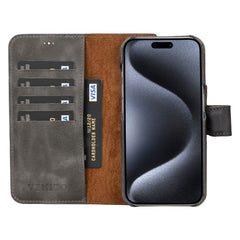 Funda tipo billetera de cuero con bloqueo RFID Florence para iPhone 15 Pro