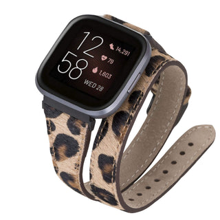 Serena Leather Double Wrap Watch Band for Fitbit Versa
