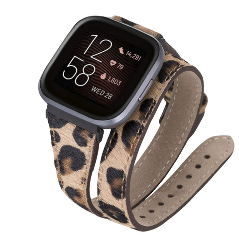 Serena Leather Double Wrap Watch Band for Fitbit Versa