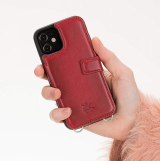 Fermo Funda de cuero para teléfono con billetera cruzada para iPhone 12 Mini