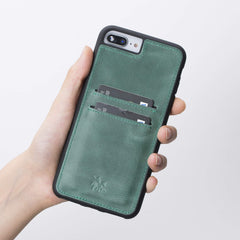 Funda tipo billetera de cuero Capri Snap On para iPhone 7 Plus