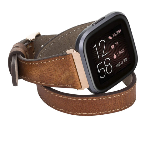 Serena Leather Double Wrap Watch Band for Fitbit Versa