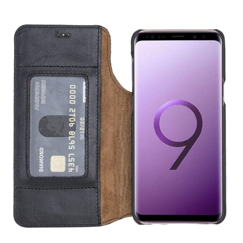 Estuche tipo billetera de cuero con bloqueo RFID Venice para Samsung Galaxy S9