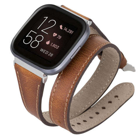 Serena Leather Double Wrap Watch Band for Fitbit Versa