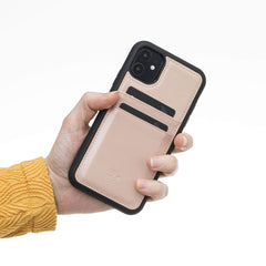 Funda tipo billetera de cuero Capri Snap On para iPhone 11