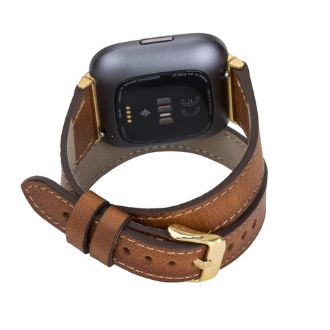 Serena Leather Double Wrap Watch Band for Fitbit Versa