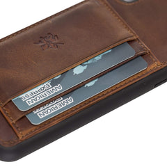 Funda tipo billetera de cuero Pisa Snap On con soporte para iPhone XS Max