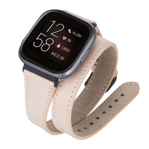 Serena Leather Double Wrap Watch Band for Fitbit Versa