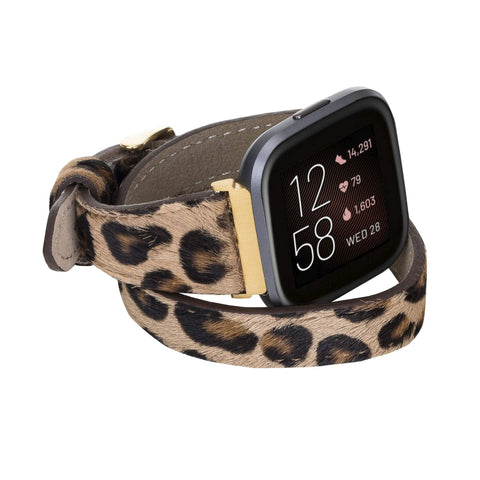 Serena Leather Double Wrap Watch Band for Fitbit Versa