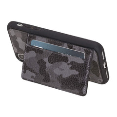 Funda tipo billetera de cuero Pisa Snap On con soporte para iPhone XS