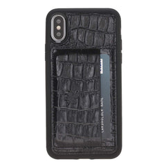 Funda tipo billetera de cuero Pisa Snap On con soporte para iPhone XS