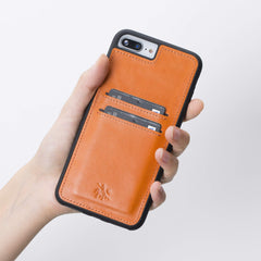 Funda tipo billetera de cuero Capri Snap On para iPhone 7 Plus