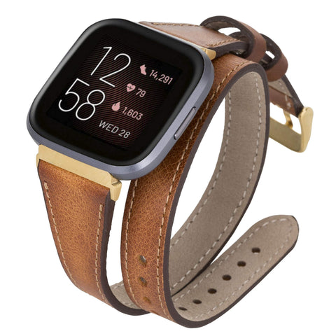 Serena Leather Double Wrap Watch Band for Fitbit Versa
