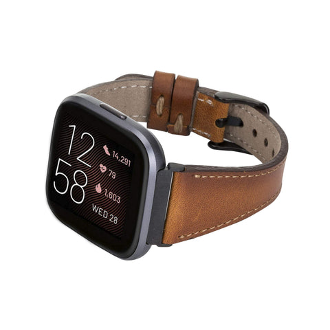 Messina Leather Slim Watch Band for Fitbit Versa
