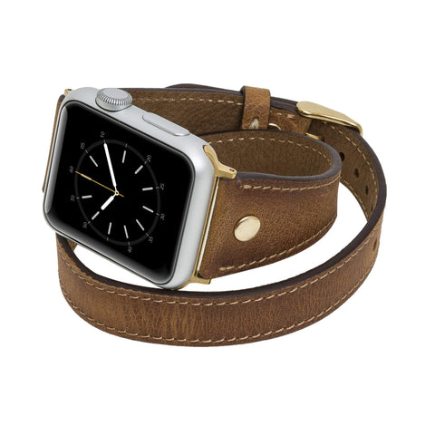Savona Leather Double Wrap Band Strap for Apple Watch