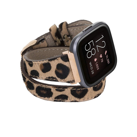 Serena Leather Double Wrap Watch Band for Fitbit Versa
