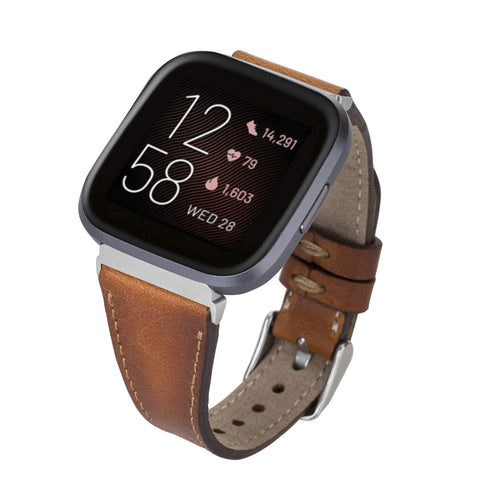 Messina Leather Slim Watch Band for Fitbit Versa