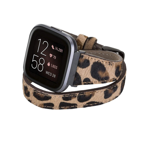 Serena Leather Double Wrap Watch Band for Fitbit Versa
