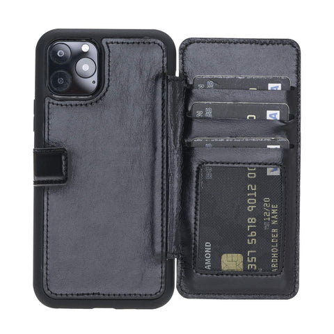 Verona Funda tipo billetera delgada de cuero con bloqueo RFID para iPhone 11 Pro Max