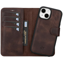 Funda tipo billetera de cuero desmontable con bloqueo RFID Ravenna para iPhone 15