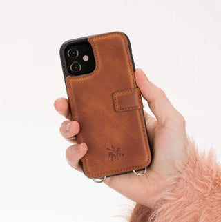 Fermo Funda de cuero para teléfono con billetera cruzada para iPhone 12 Mini