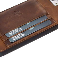 Funda tipo billetera de cuero Pisa Snap On con soporte para iPhone 8 Plus