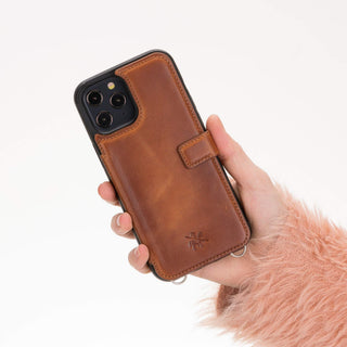 Fermo Funda de cuero para teléfono con billetera cruzada para iPhone 12 Pro Max