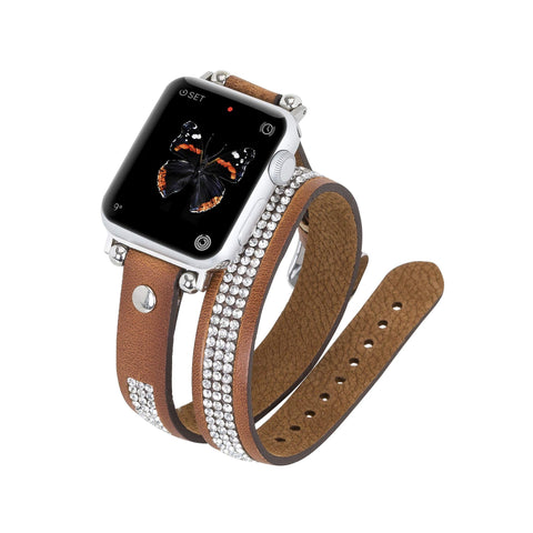 Livorno Leather Double Wrap Band Strap for Apple Watch
