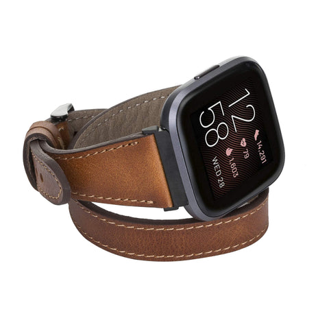 Serena Leather Double Wrap Watch Band for Fitbit Versa
