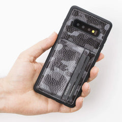Funda tipo billetera de cuero Pisa Snap On con soporte para Samsung Galaxy S10 Plus