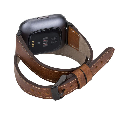 Serena Leather Double Wrap Watch Band for Fitbit Versa