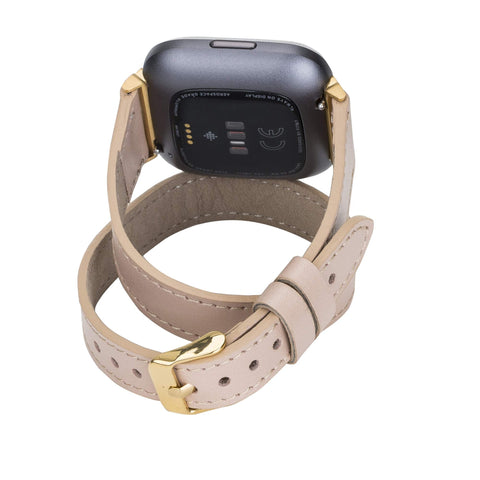 Serena Leather Double Wrap Watch Band for Fitbit Versa