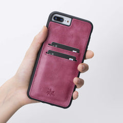 Funda tipo billetera de cuero Capri Snap On para iPhone 7 Plus