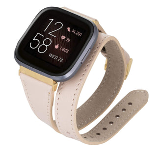 Serena Leather Double Wrap Watch Band for Fitbit Versa