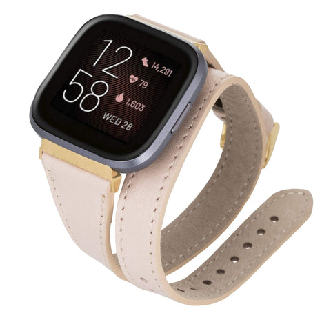 Serena Leather Double Wrap Watch Band for Fitbit Versa