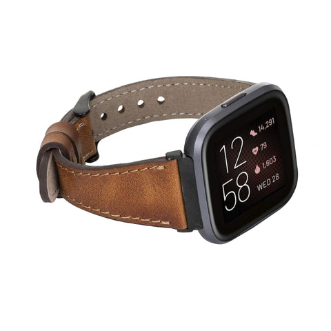 Messina Leather Slim Watch Band for Fitbit Versa