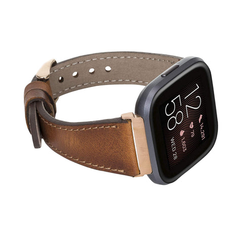 Messina Leather Slim Watch Band for Fitbit Versa