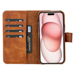 Funda tipo billetera de cuero con bloqueo RFID Florence para iPhone 15