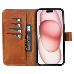 Ravenna RFID Blocking Detachable Leather Wallet Case for iPhone 15 Plus