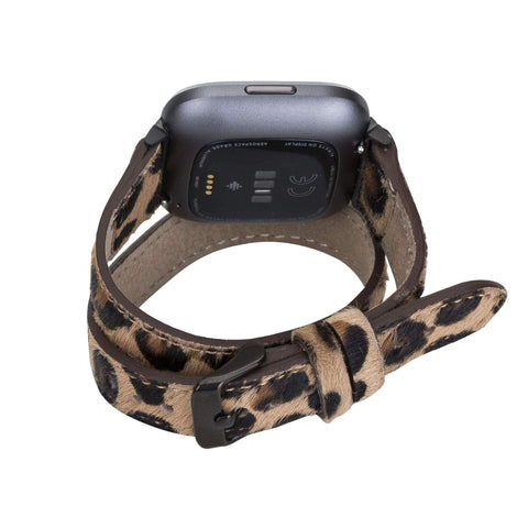 Serena Leather Double Wrap Watch Band for Fitbit Versa