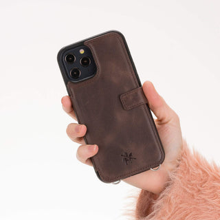 Fermo Funda de cuero para teléfono con billetera cruzada para iPhone 12 Pro Max