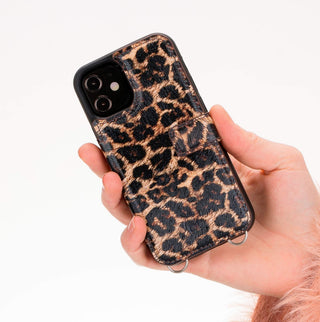 Fermo Funda de cuero para teléfono con billetera cruzada para iPhone 12 Mini