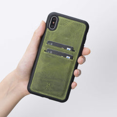 Funda tipo billetera de cuero Capri Snap On para iPhone XS Max