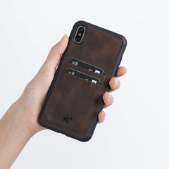 Funda tipo billetera de cuero Capri Snap On para iPhone XS Max