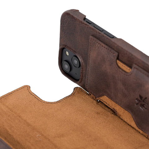 Funda tipo billetera de cuero con bloqueo RFID Florence para iPhone 14