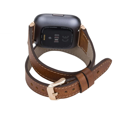 Serena Leather Double Wrap Watch Band for Fitbit Versa