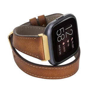 Serena Leather Double Wrap Watch Band for Fitbit Versa