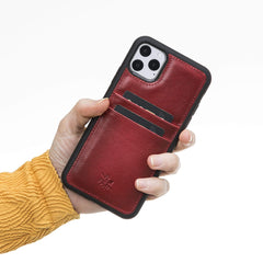 Funda tipo billetera de cuero Capri Snap On para iPhone 11 Pro Max