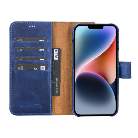Funda tipo billetera de cuero con bloqueo RFID Florence para iPhone 14