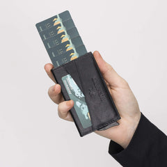 Turin Premium Genuine Leather Mechanical Card Holder
